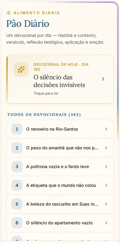 Tela Alimento diário do app Bíblia Fácil